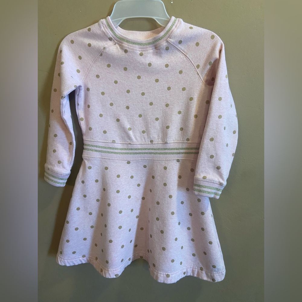 Mini Boden Printed Sweatshirt Dress - Mini World Explorers size 8/9  PINK & GOLD